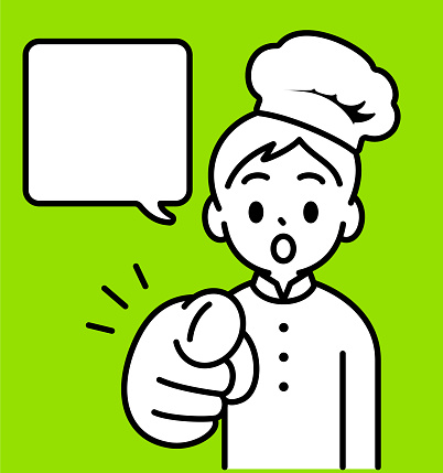 istock A chef boy points his index finger at the viewer, Assigning Tasks or Giving Instructions, minimalist style, black and white outline 1616418155