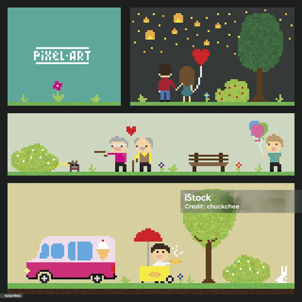 Park Pixel art park scenes City stock vector