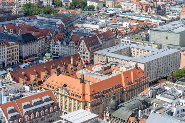 High angle view of downtown district of Leipzig , Germany Leipzig