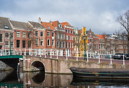 canal and houses in the town in the Netherlands