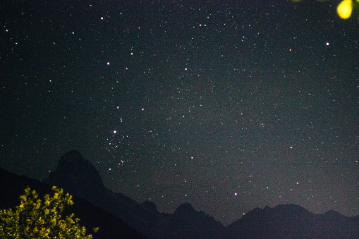 Night sky with Mount Ushba on the foreground , Becho,  Svaneti,  Georgia