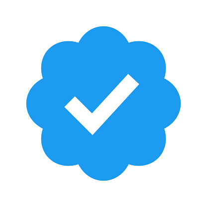 Twitter verified profile badge. Blue verified twitter account icon. Social media account verification icon. Blue check mark sign. Guaranteed safety person sign. Approved tick profile - vector