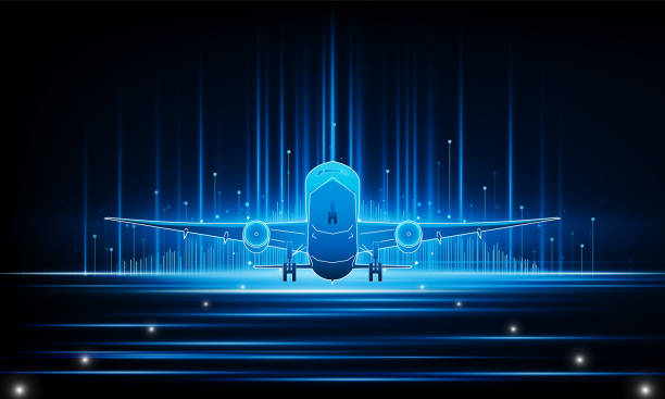 istock Abstract Light out plane is flying Travel by air transport  city open Light technology background Hitech communication concept innovation background vector design. 1616540977