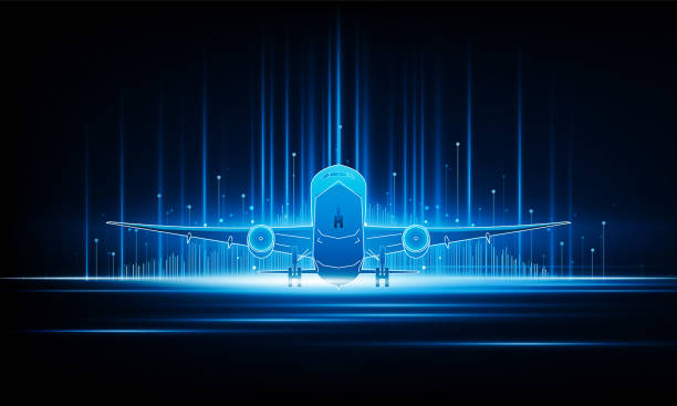 istock Abstract Light out plane is flying Travel by air transport  city open Light technology background Hitech communication concept innovation background vector design. 1616541941