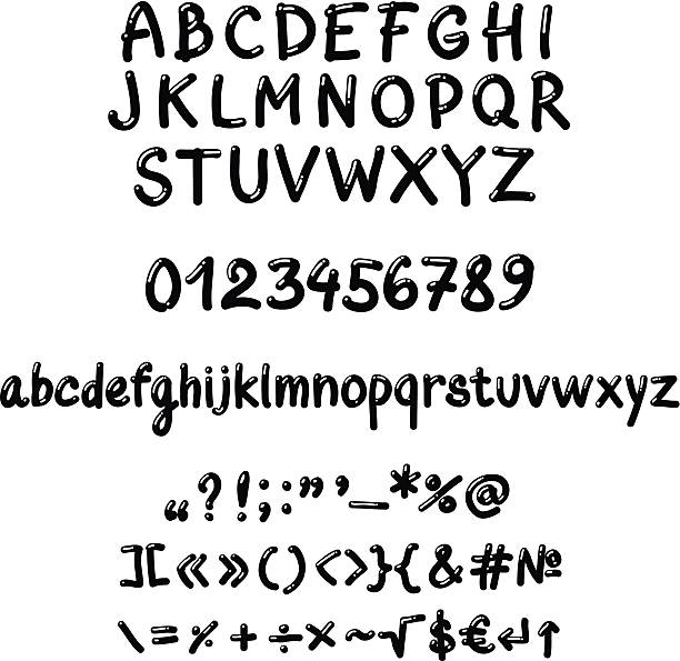 гель рукописный шрифт вектор - pencil drawing alphabet capital letter text stock illustrations