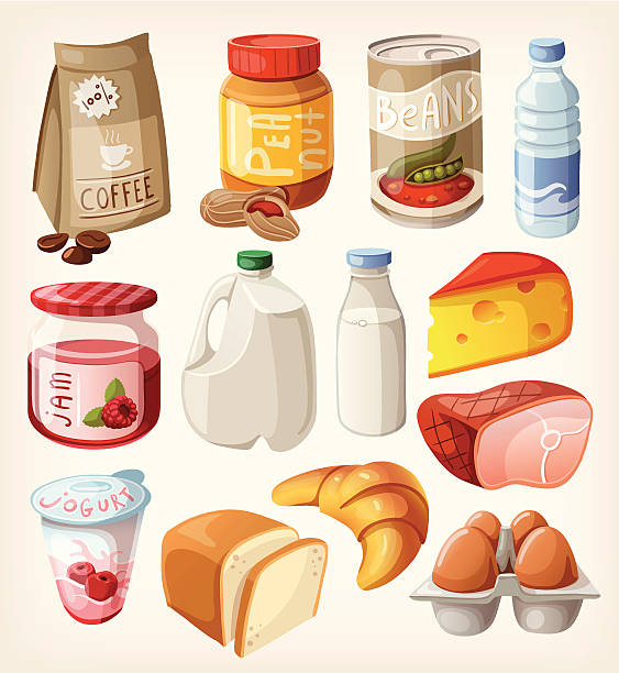 ilustrações de stock, clip art, desenhos animados e ícones de recolha de alimentos que compram ou comer cada dia. - toast coffee