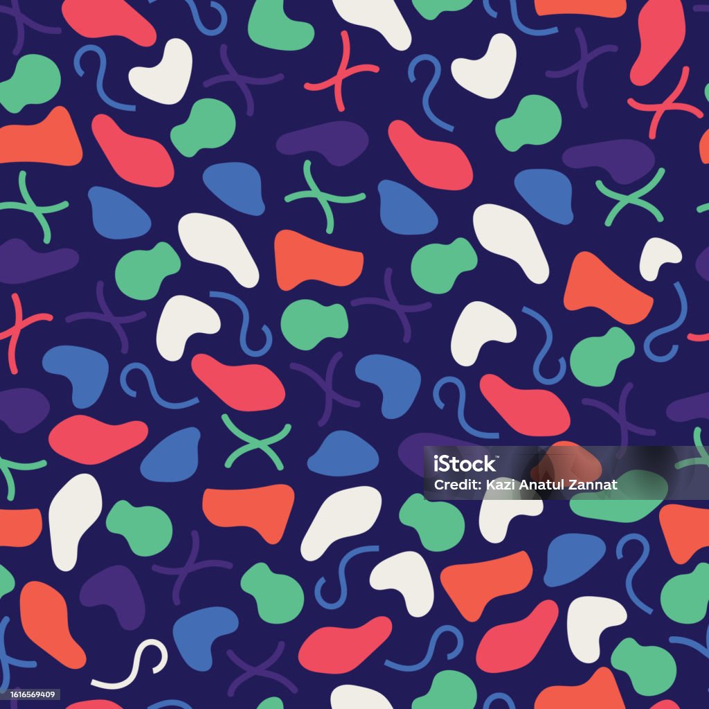 Random Siggles Liquid Blob Shapes Seamless Pattern Random Arrangement Of Doodle ...