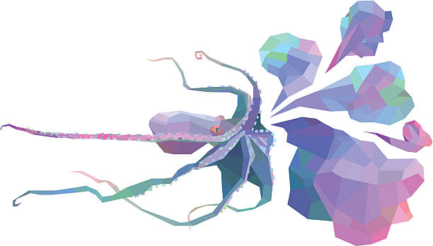 Bекторная иллюстрация Полигональные осьминог с Чернила