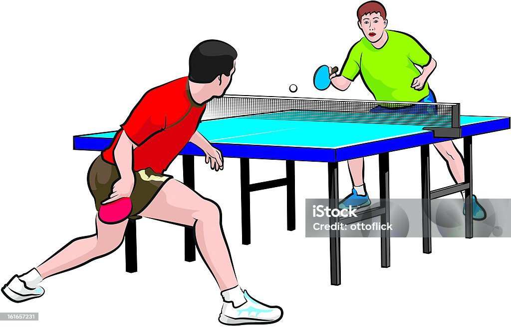 Dois jogadores jogar tênis de mesa - Vetor de Adulto royalty-free