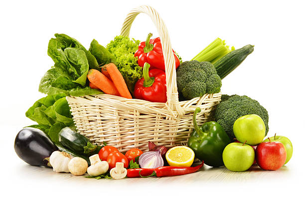 istock Composition with variety of raw vegetables isolated on white 161657404