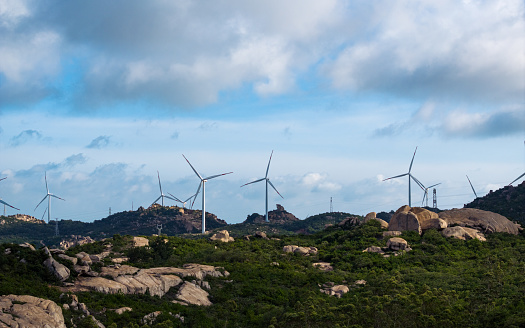 Wind power plants. Renewable energy, clean energy, carbon neutrality, sustainable energy