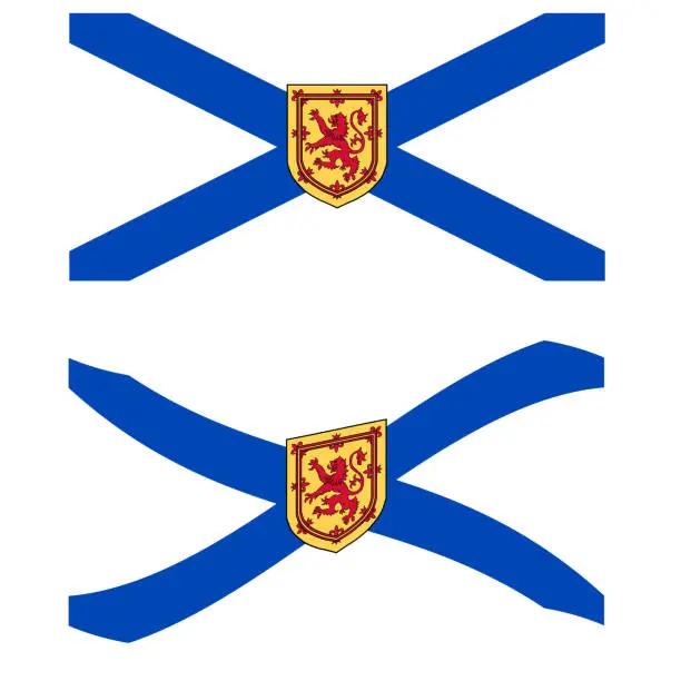 Vector illustration of Waving flag of Nova Scotia. Nova Scotia flag on white background. flat style.