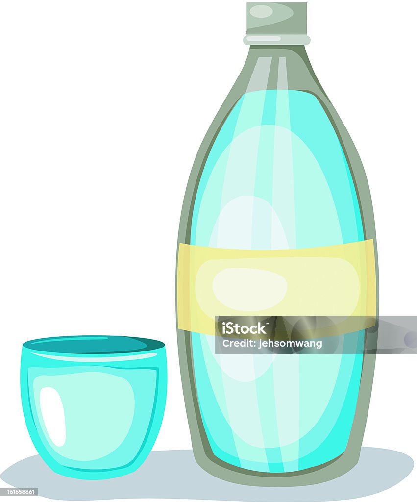 Garrafa de água e vidro. Vector - Royalty-free Alimentação Saudável arte vetorial