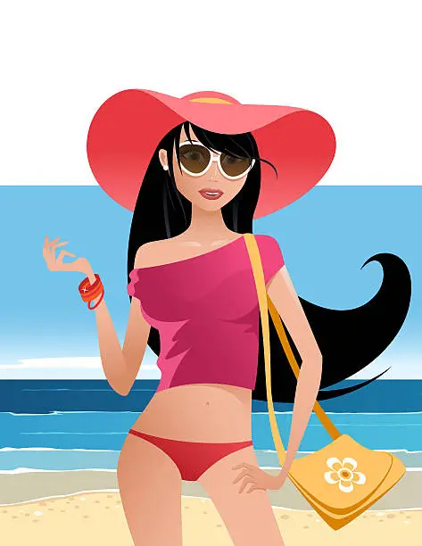 Vector illustration of Summer girl