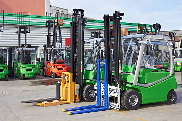 New fork lift trucks stock photo