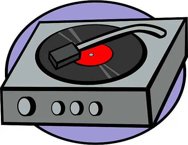 Vector illustration of record disc player turntable