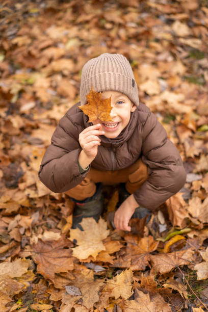 istock A little boy sits in autumn foliage and covers his face with a maple leaf 1616626388