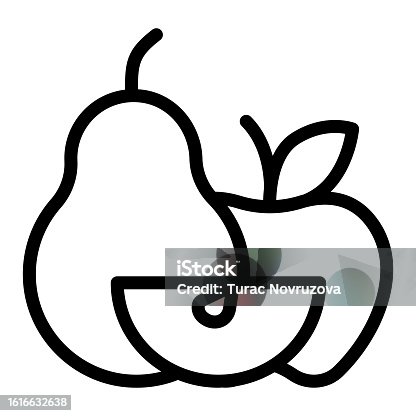 istock Apple with pear and apple slice line icon, Thanksgiving Day concept, Harvest fruit composition sign on white background, Apple pear icon outline style. Vector graphics. 1616632638