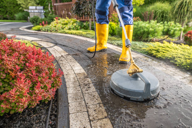 istock Garden Worker Pressure Washing Decorative Bricks Garden Paths 1616633960