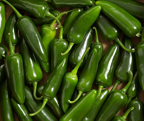 Green chili peppers stock photo