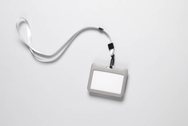 istock Id card badge with belt on gray background 1616643458