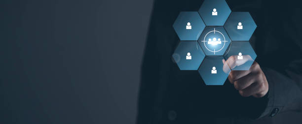 istock Human resources or Target customer concept. Customer relationship management (CRM), buyer persona, Looking for employee represented by icon. Personalization marketing, customer centric strategies. 1616646801