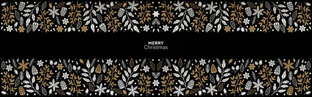 Vector illustration of Merry Christmas and Happy New Year luxury festive design with border.