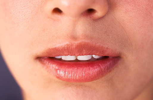 Mouth of a woman, close-up