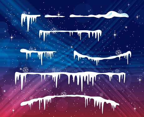 A vector illustration to show 8 set icecaps in a snow backgrounds