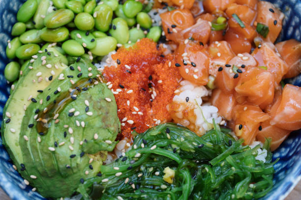 istock Rice poke bowl with salmon 1616667572