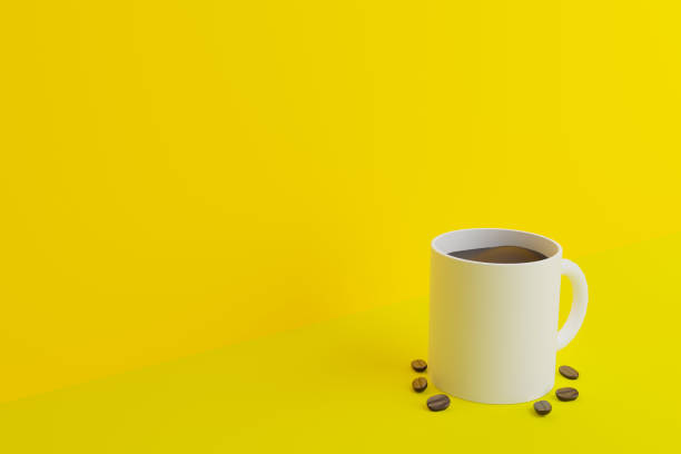 istock white mug on yellow background with coffee beans.3drender. 1616681512