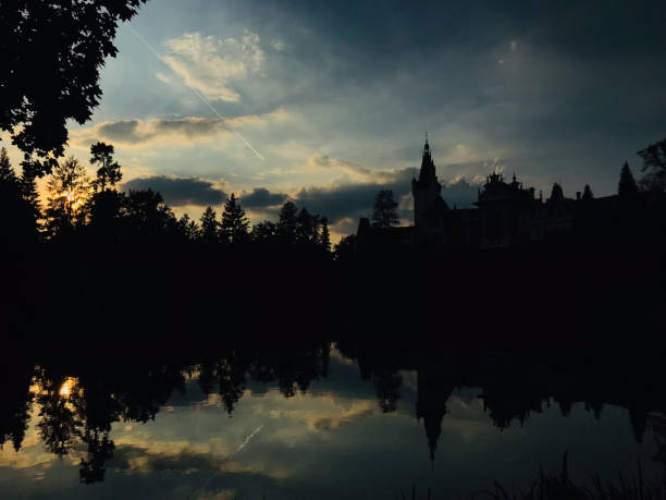 A picturesque view of Bouvigne Castle (Kasteel Bouvigne) in Breda, Netherlands, surrounded by a tranquil moat reflecting the historic building and lush greenery. This Renaissance-style castle, featuring an elegant tower and brick facade, is one of Breda's most famous landmarks. The scene captures the serene park-like setting, making it a popular spot for tourism, photography, and history enthusiasts. The blue sky and natural surroundings enhance the castle's fairytale-like charm, showcasing the heritage and architecture of Brabant