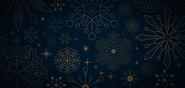 Christmas Snowflake Background. Editable line snowflakes vector art illustration