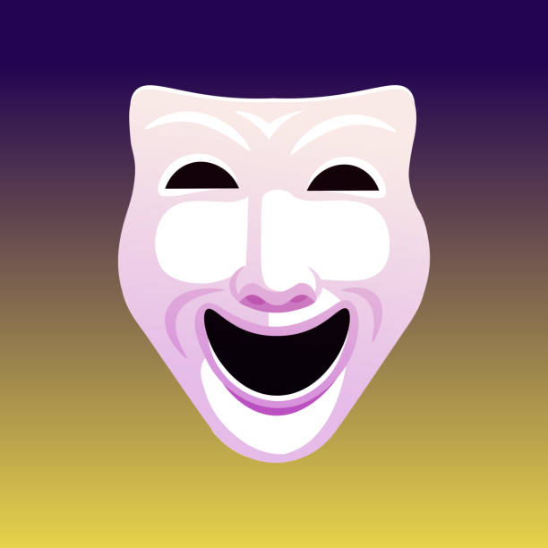 Comedy and tragedy white vector theatre masks. Comedy and tragedy white vector theatre masks. video charades stock illustrations