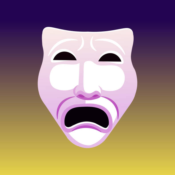 Comedy and tragedy white vector theatre masks. Comedy and tragedy white vector theatre masks. video charades stock illustrations