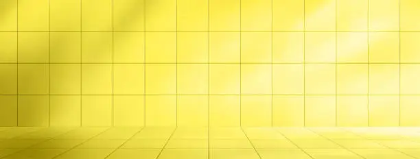 Vector illustration of Yellow ceramic tile on bathroom wall and floor