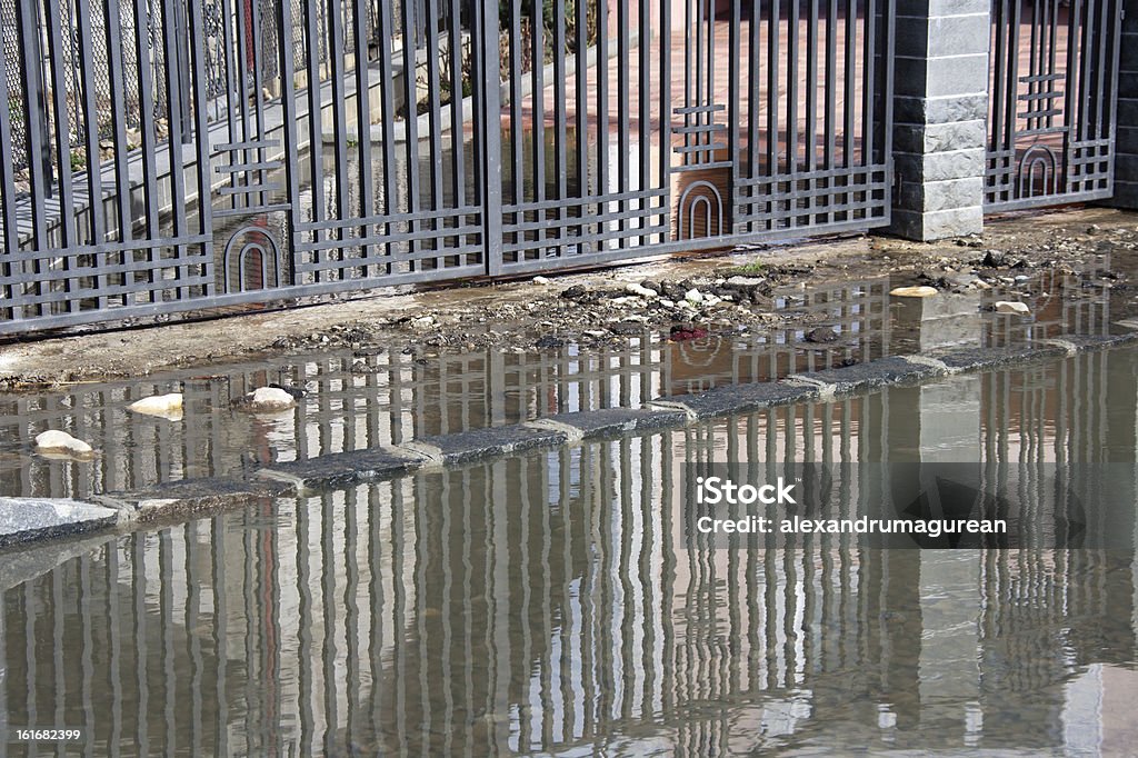 Flooded Road Broken Stock Photo