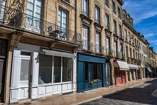 Street With Small Shops In The City Of Bordeaux In France