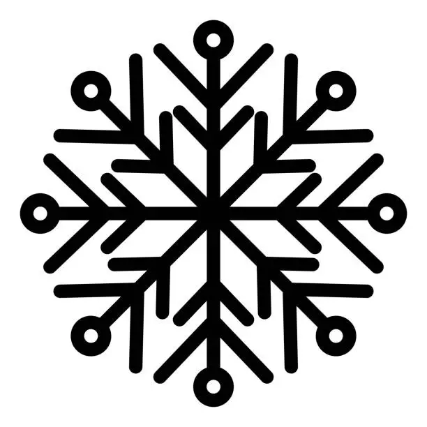 Vector illustration of Snowflake line icon. Ice crystal flake of snow sixfold symmetry outline style pictogram on white background. Christmas and New Year signs mobile concept web design. Vector graphics.