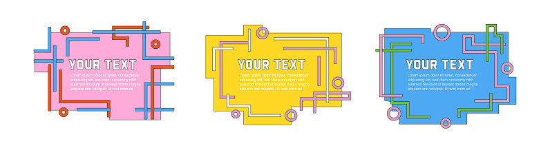 istock Modern graphic design text boxes. Set of abstract vector art frame illustrations to place your text. Linear strokes and geometric shapes 1616907257