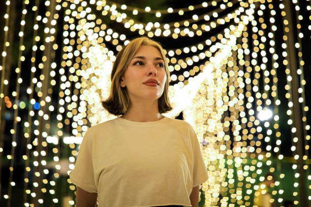 Generation Z Young Girl Portrait, Illuminated Path
