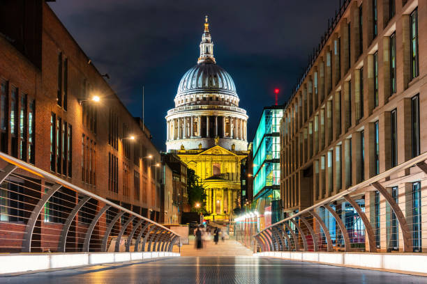 St Paul's Cathedral in London England UK at night.