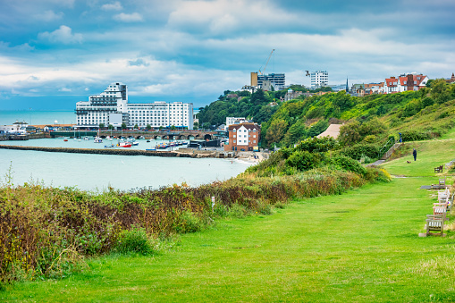 Coastline in Folkestone Kent England UK