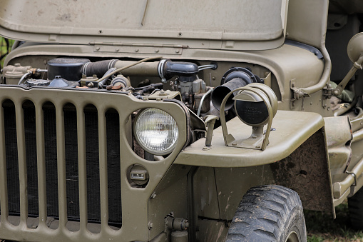 1940s model US Willys Jeep, as used extensively in World War 2 by the allied forces and post war by people everywhere.