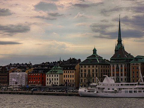 Scenic view of a cityscape during evening