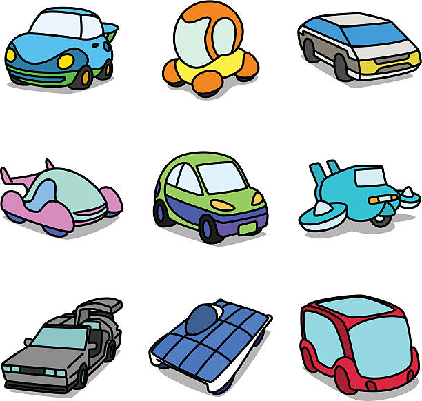 Cartoon Future Cars vector art illustration