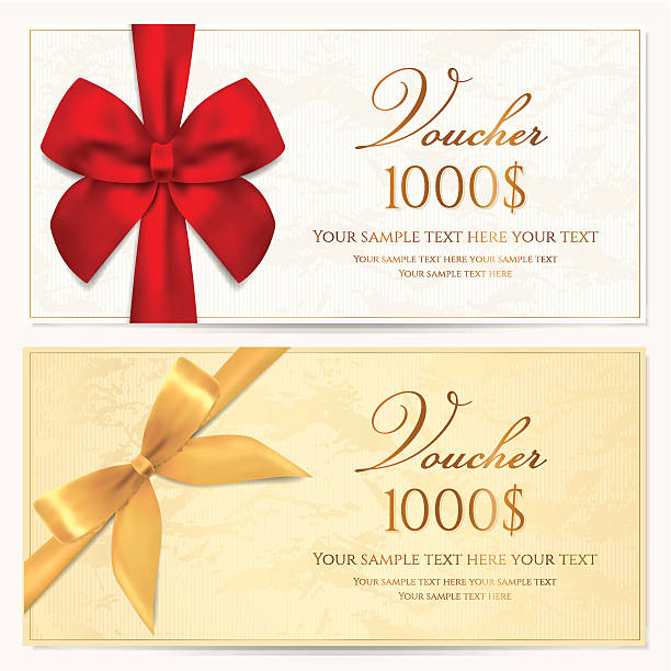 Gift Voucher / coupon / card/ tag / certificate template. Gold bow (ribbons) JPG without text included gift certificate or card stock illustrations