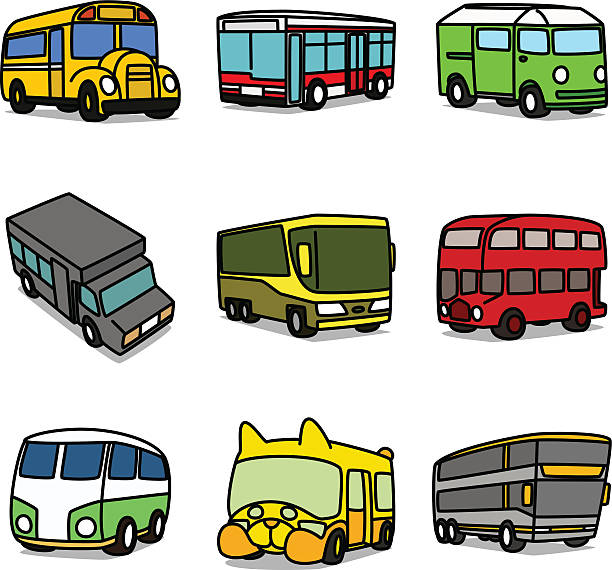 Cartoon Buses vector art illustration