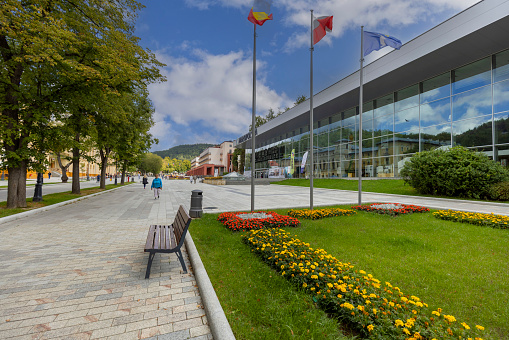 Krynica-Zdroj, Poland - September 1, 2020: Main pump room located on the main promenade