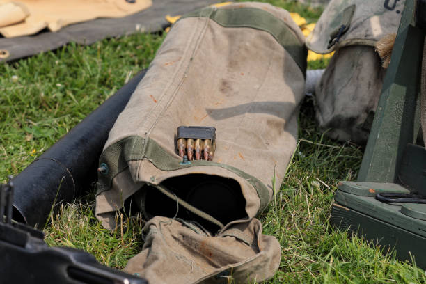 istock Ww2 British kit bag and rifle ammunition clip 1617075500